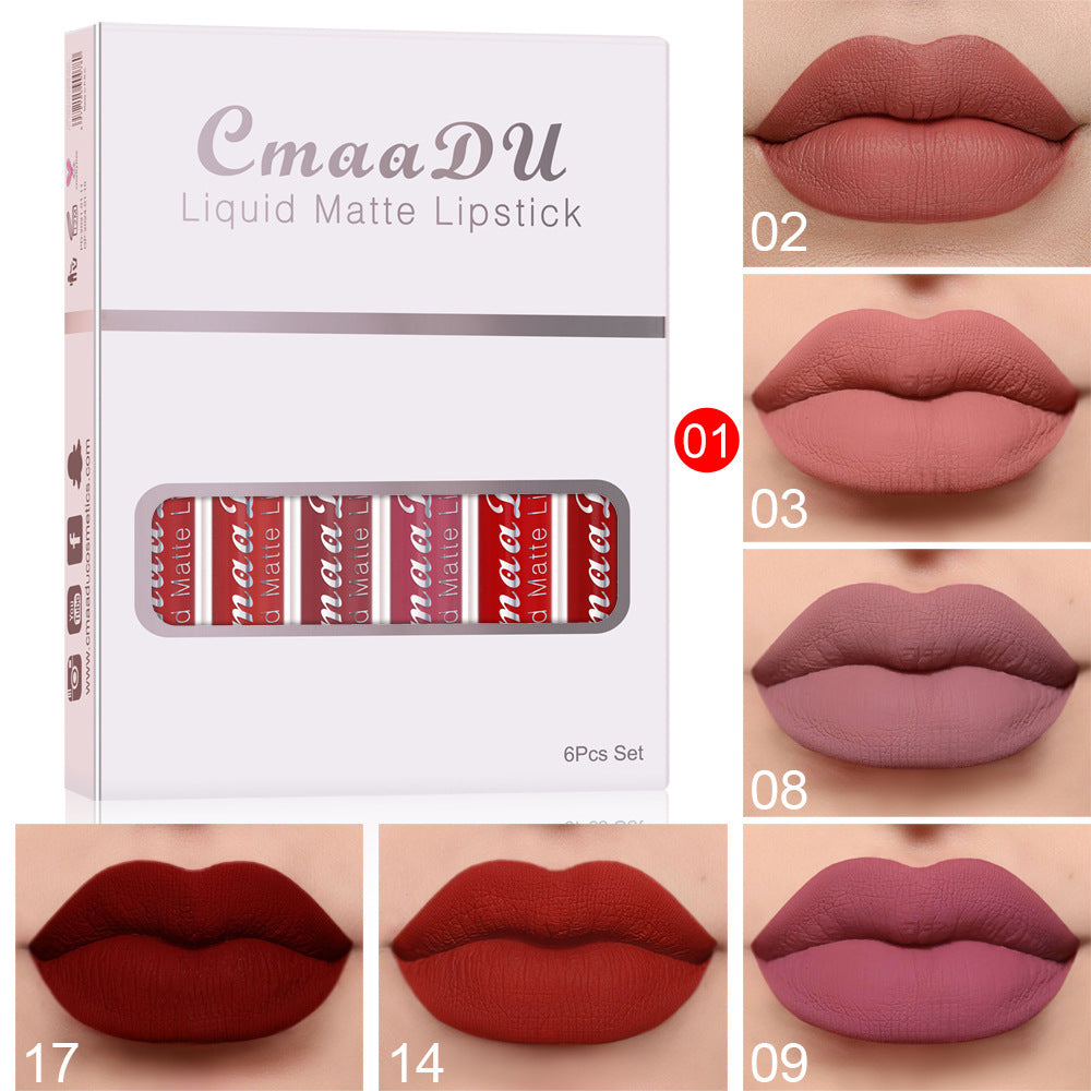 6-Pack Matte Waterproof Lipstick Set – Non-Stick Cup, Smudge-Proof & Long-Lasting Lip Gloss